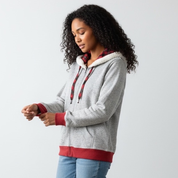 Disney Parks Minnie Mouse Gray Pullover Full Zip Sweater Hoodie Bow Ears Size M - Picture 2 of 11